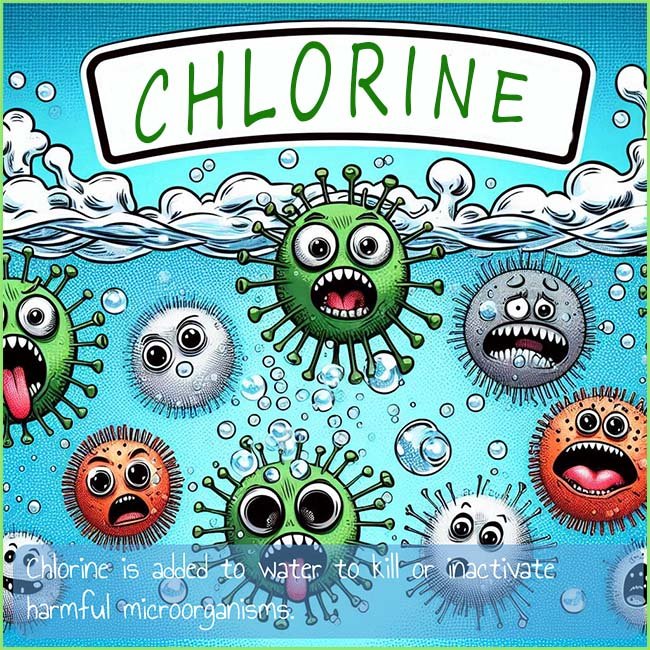 Image to show why chlorine is added to drinking water, to kill bacteria and inactivate certain viruses